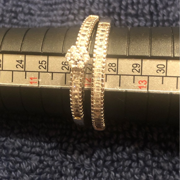 925 Sterling Silver Ring Set CZ Gemstones - Picture 3 of 4